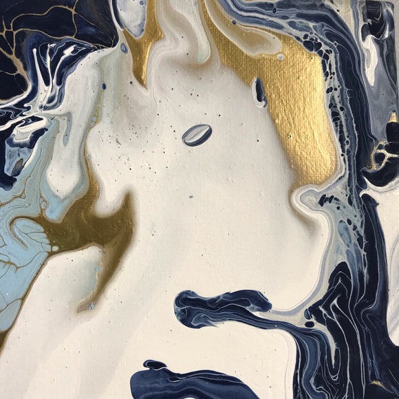 Abstract art Blue & Gold 16 x 20 original artwork signed by artist - Picture 7 of 9